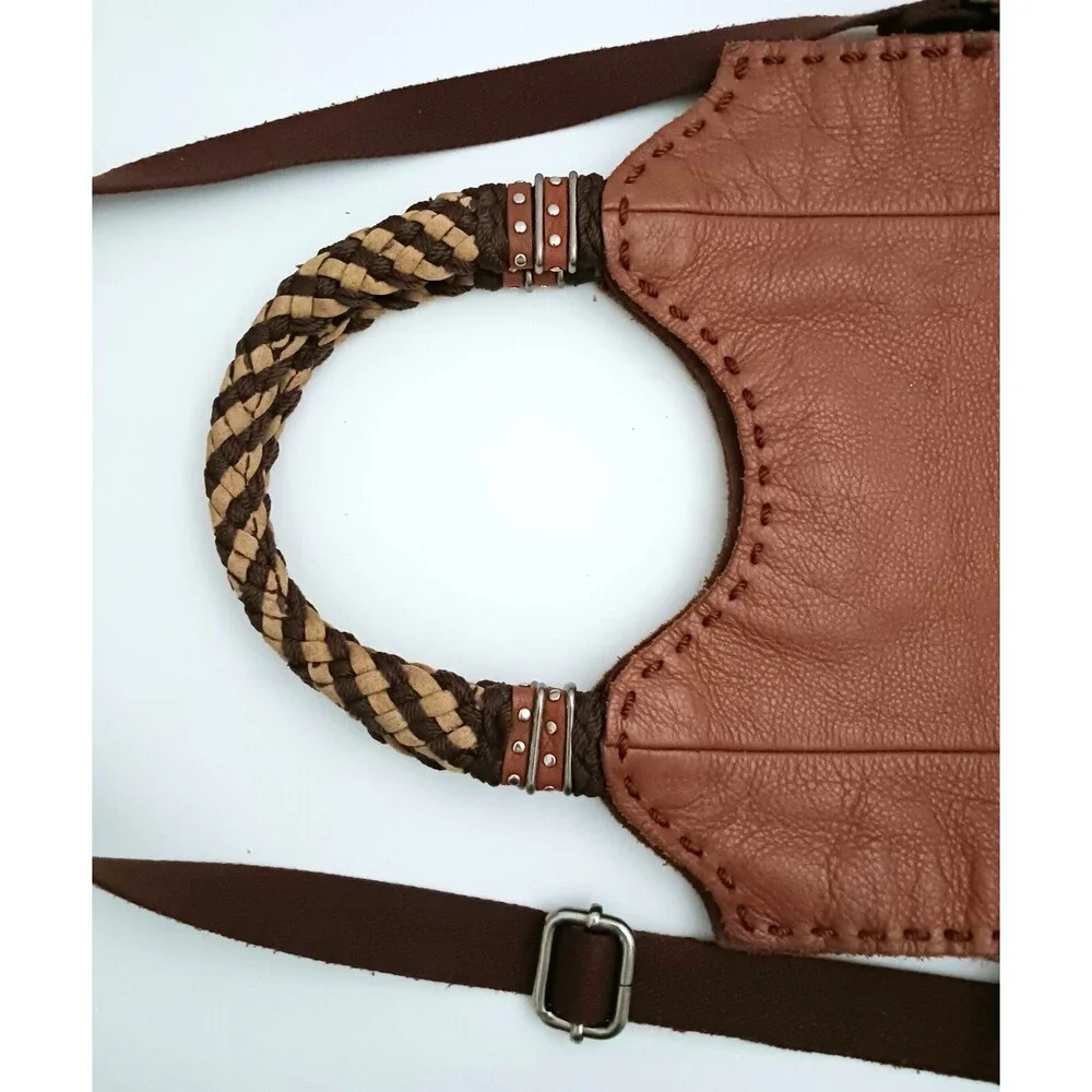 The Sak Caramel Brown Pebbled Leather Top Handle Fold Over Crossbody Bag